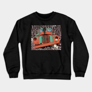 Vintage rusted car with the Hawk and skull Crewneck Sweatshirt